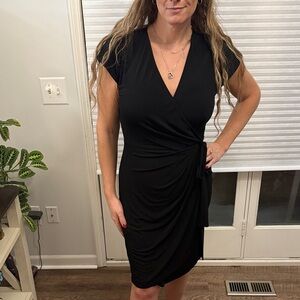 Maggy London Black Mini Wrap Dress